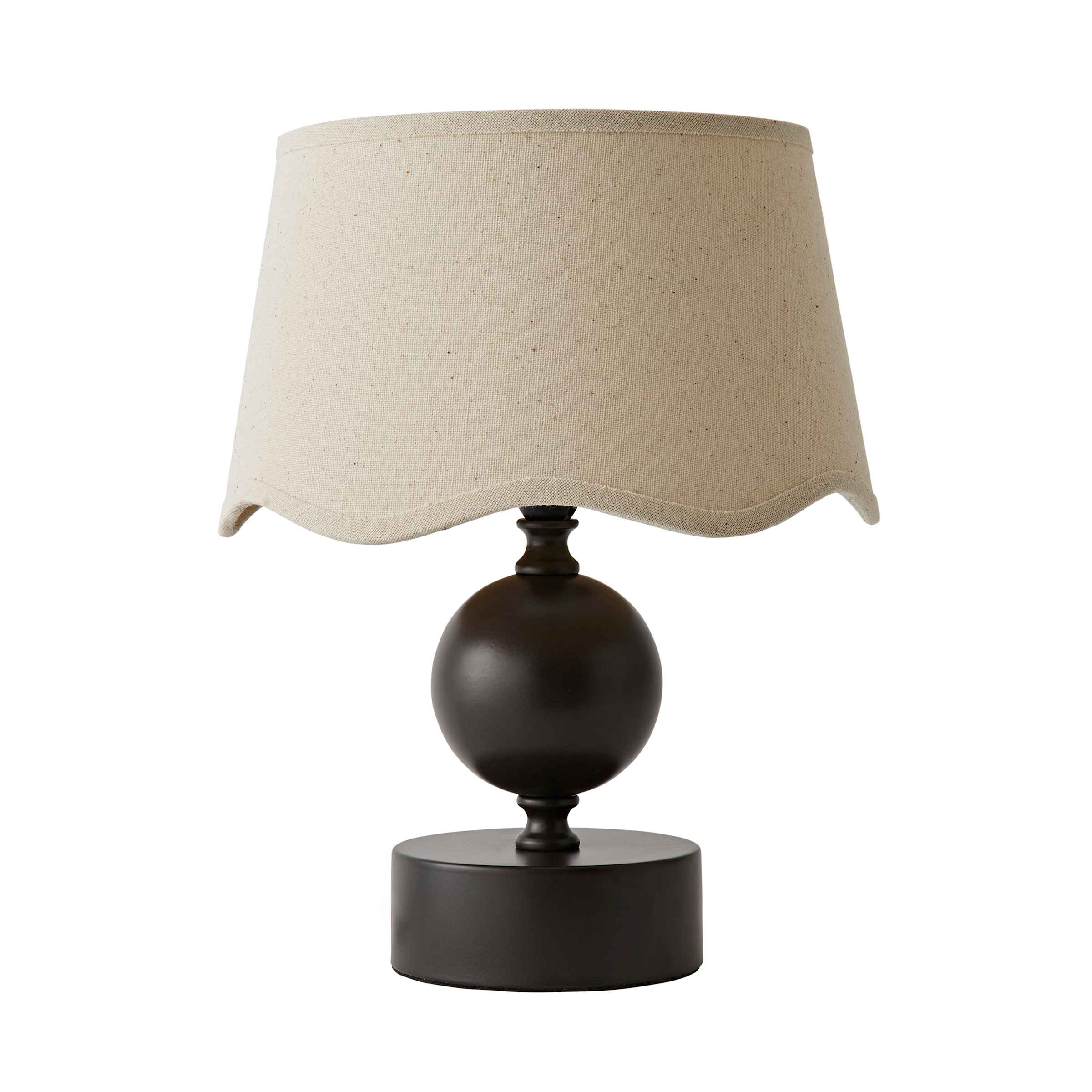 ValueLights Anthony Candlestick Table Lamp with Linen Scallop Lamp Shade in Brown