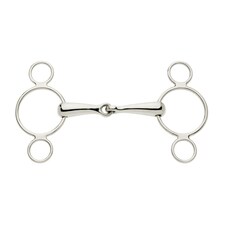 Lorina Single Jointed 2 Ring Continental Horse Gag - Silver - 4.5in