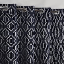Element Geometric Thermal Blackout Eyelet Curtains 116cm x 137cm Navy Blue | Blue