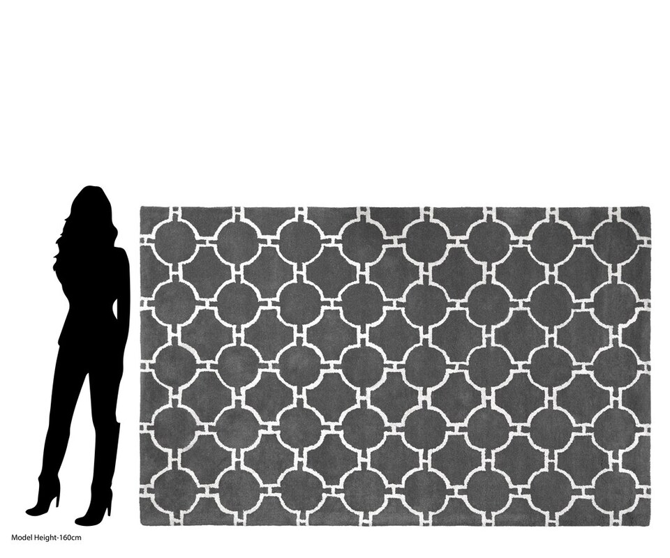 image 1 of Bosie Kensington Townhouse Large Grey Hand Woven Rug | White