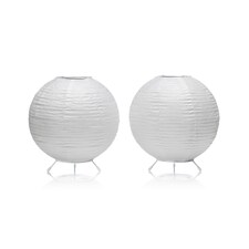 Auraglow Rice Paper LED Table Lamps - Round | White