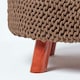 image 4 of Homescapes Chocolate Brown Large Round Cotton Knitted Footstool on Legs