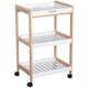 image 1 of HOMCOM 3-Tier Mobile Kitchen Trolley Cart Storage Shelves Rack Rolling Wheels White 46 x 35 x 74.5 cm