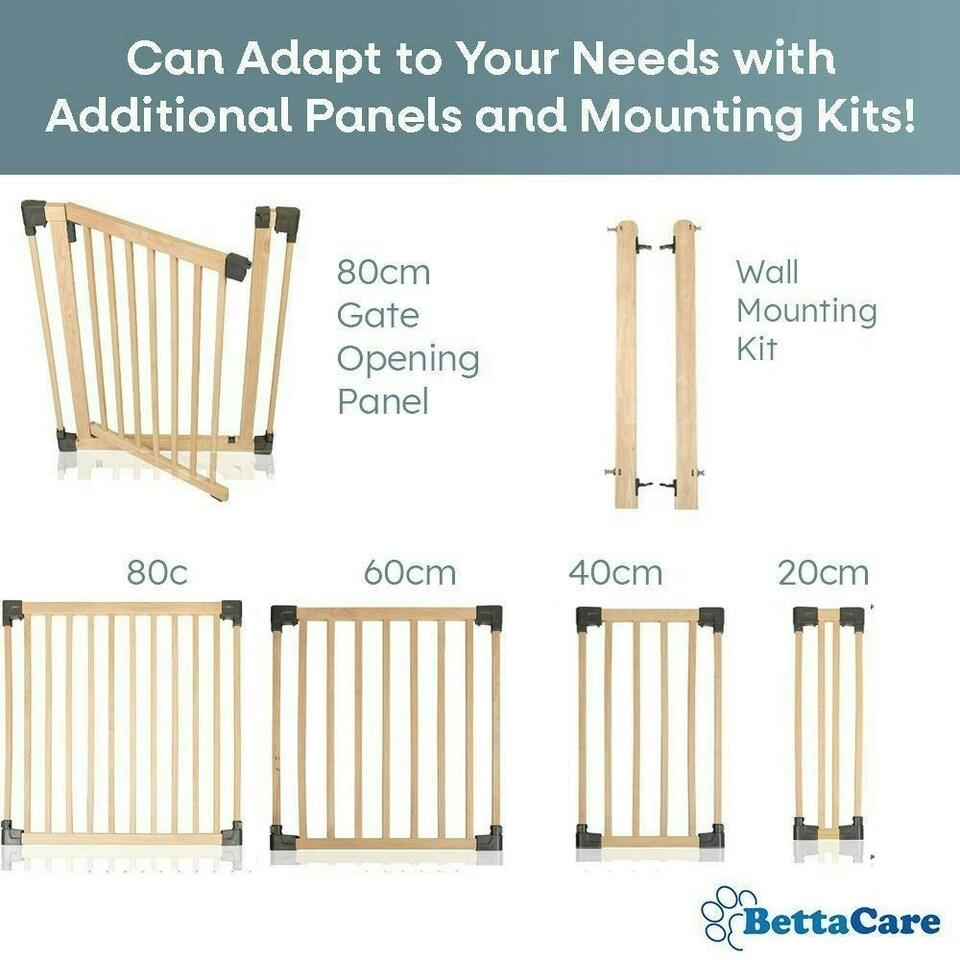 image 1 of Bettacare Wooden Multi Panel Flexible Pet Barrier, Natural Wood, up to 116cm Wide, Dog Barrier for Pets Dogs and Puppy Cream | Natural