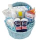 image 5 of Baby Boy Gift Hamper Kit - Blue Bassinet Basket (25cm) with Cream Gift Wrap Accessories