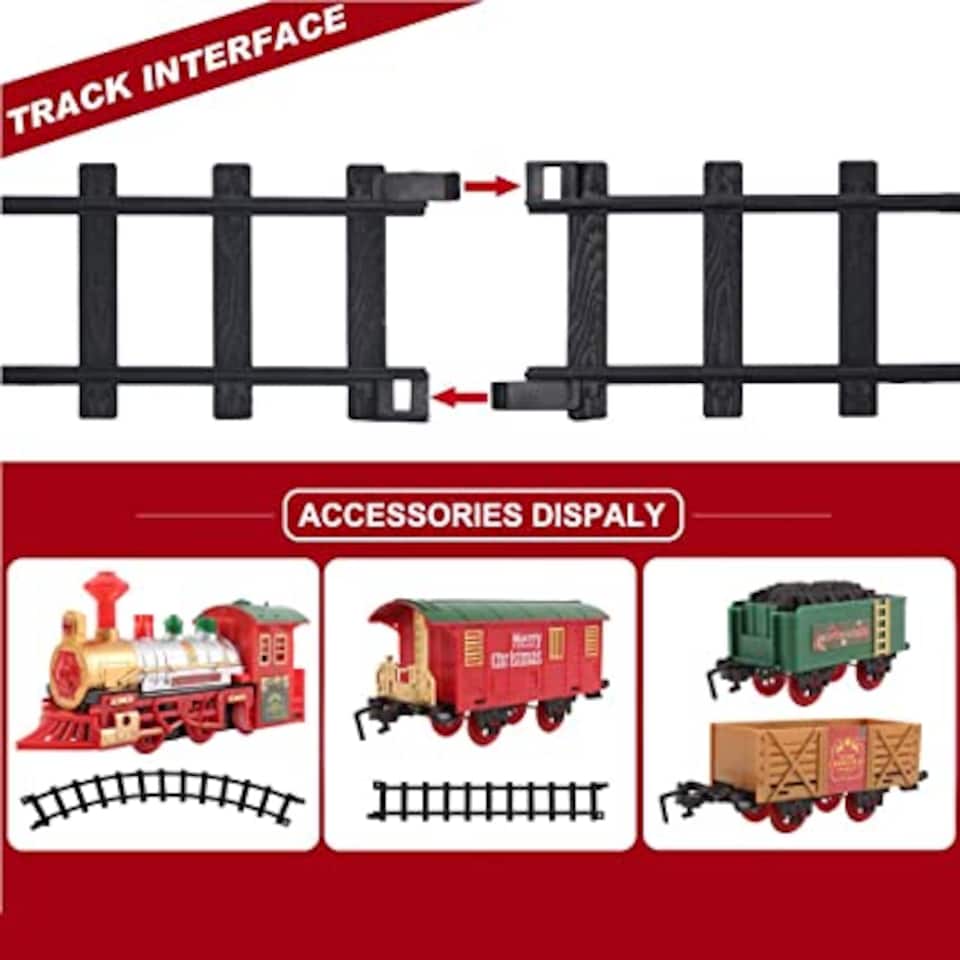 image 1 of 13-Piece Classic Toy Train Set – Headlight, Smoke & Sound | 11ft Track | Christmas Gift for Kids