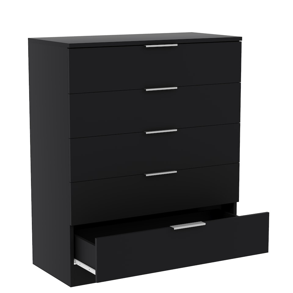 image 1 of Vida Designs Trega 5 Drawer Chest of Drawers Bedroom Clothing Organiser Storage Unit - Black