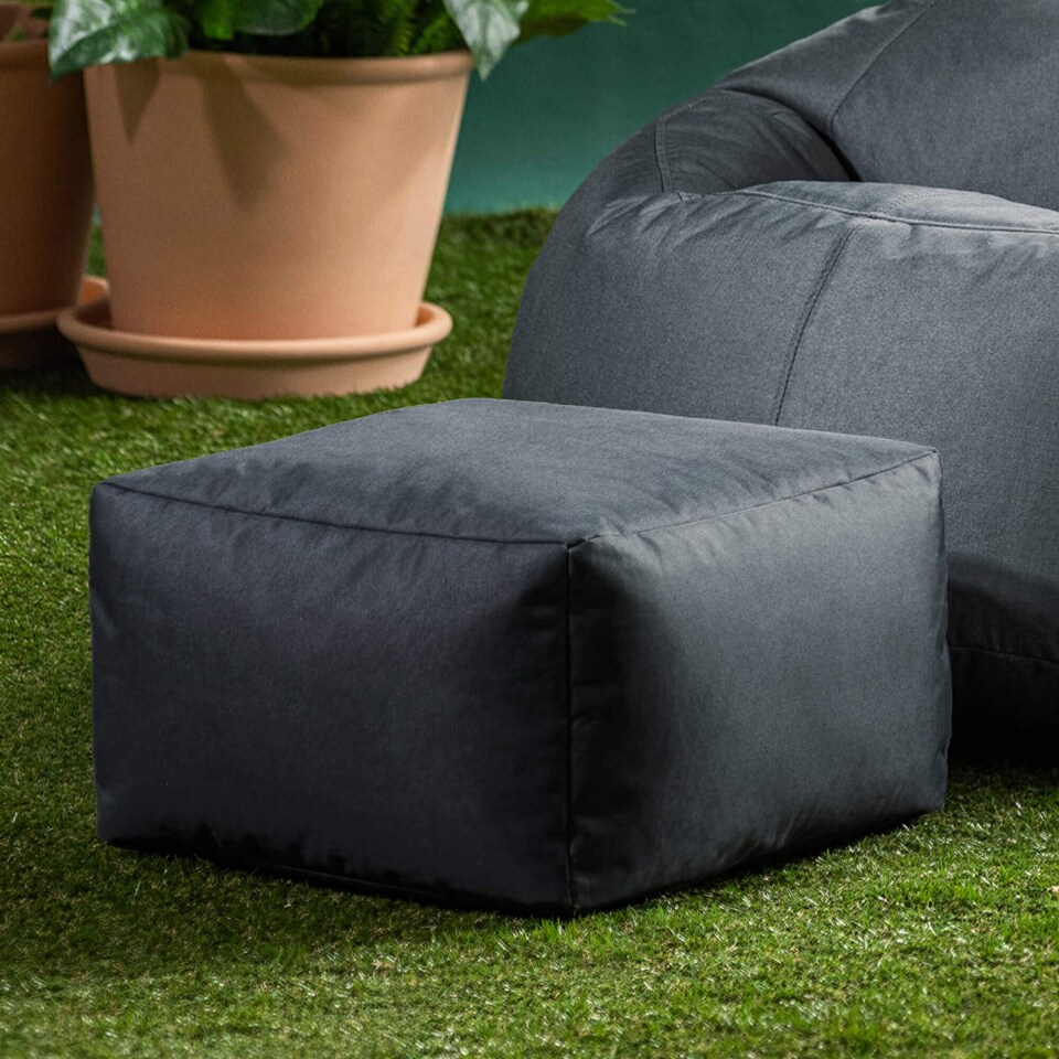 image 1 of icon Kingston Adult Classic Indoor Outdoor Bean Bag & Square Footstool Pouffe Charcoal