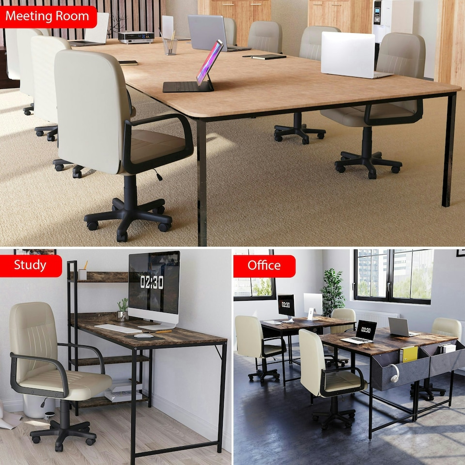 image 1 of Vida Designs Morton Office Chair Computer Desk Table Chair, Beige