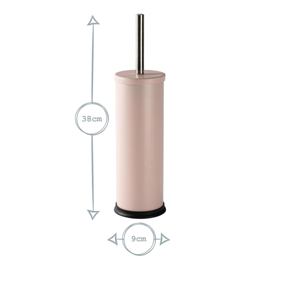 image 1 of Harbour Housewares Toilet Brush & Holder - Matt Pink - Round Stainless Steel Non Slip Rust Resistant Toilet Cleaning Brush Set