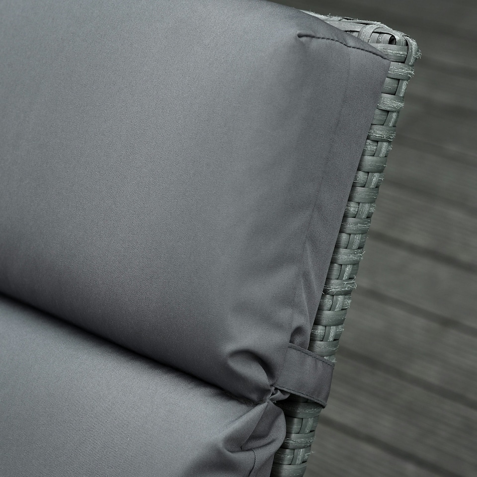 image 1 of Outsunny Set of 2 Lounger Cushions Deep Seat Patio Cushions with Ties Black