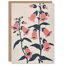 Pink Foxglove Flowers Simple Bright Floral Her Birthday Card