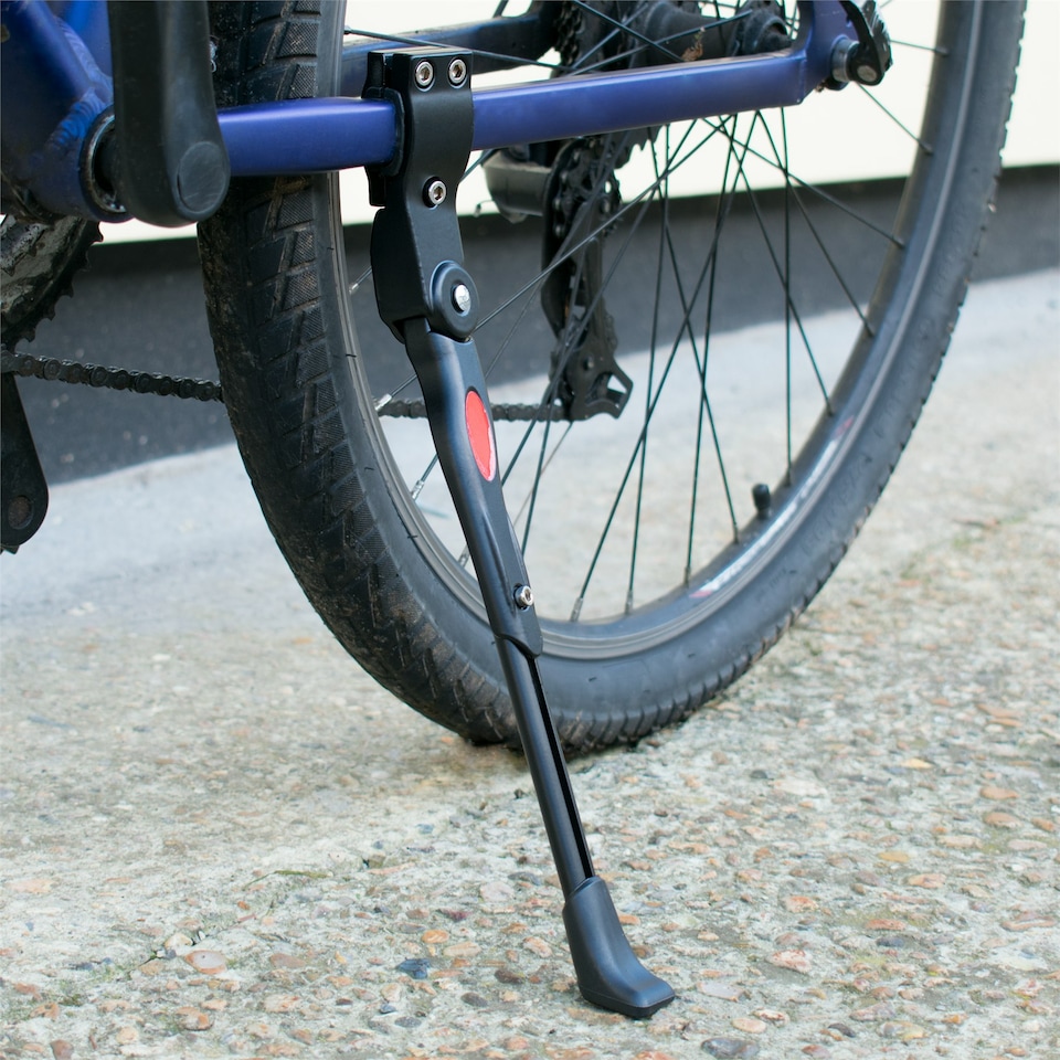 image 1 of KCT Bike Adjustable Kickstand Height Universal Bicycle Kick Stand Rear Side Support for Road Mountain fits 24-29 Inch Wheel | Black | 1