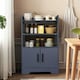 image 2 of Living and Home Contemporary Wooden Sideboard Cabinet with Open Storage