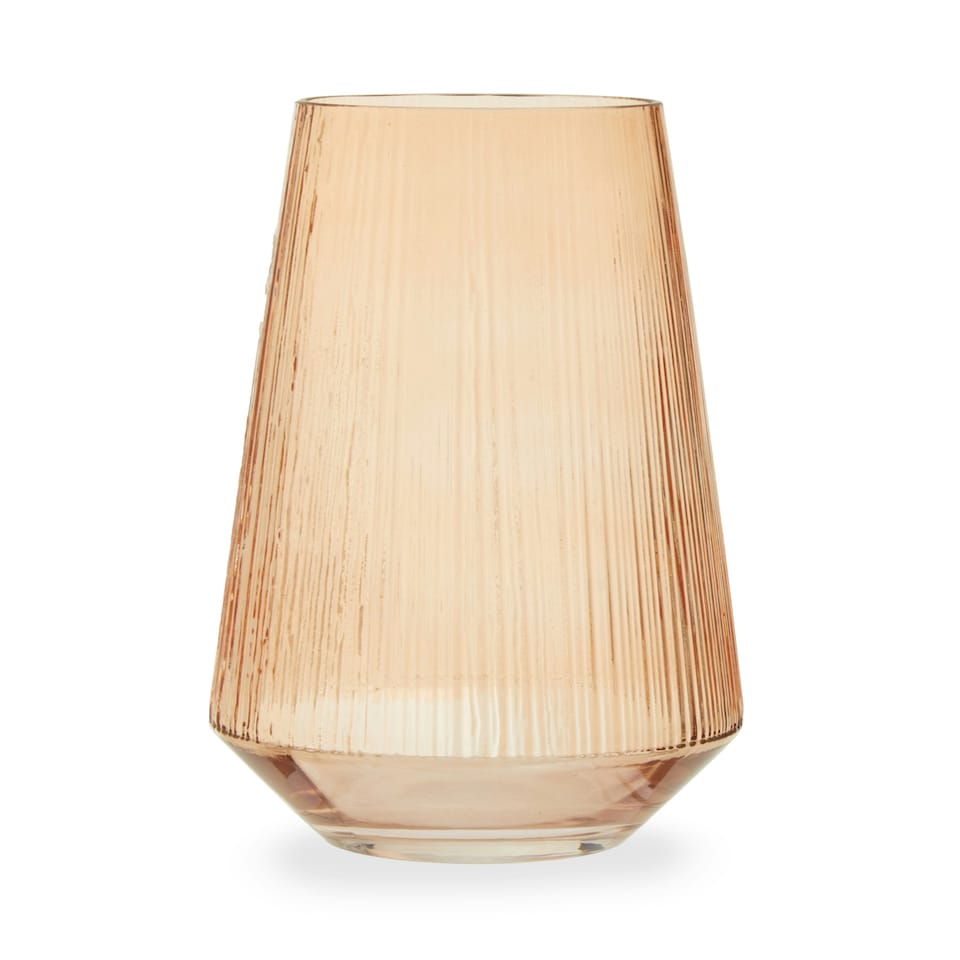 image 1 of Interiors by Premier Smoked Amber Glass Vase, Minimalist Flower Vase, Decorative Glass Vase, Small Flower Vase for Living Room Orange