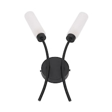 ValueLights Maya Matte Black 2 Way Curved Wall Light & Bulbs | Black