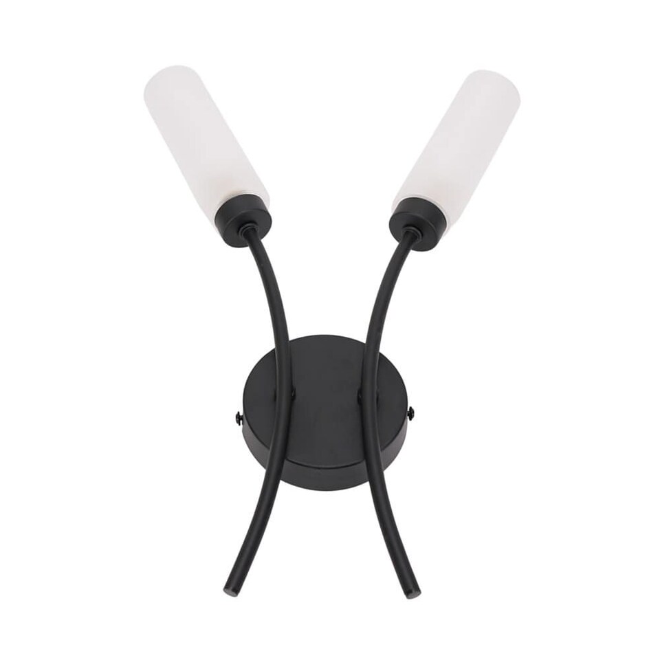 image 1 of ValueLights Maya Matte Black 2 Way Curved Wall Light & Bulbs | Black