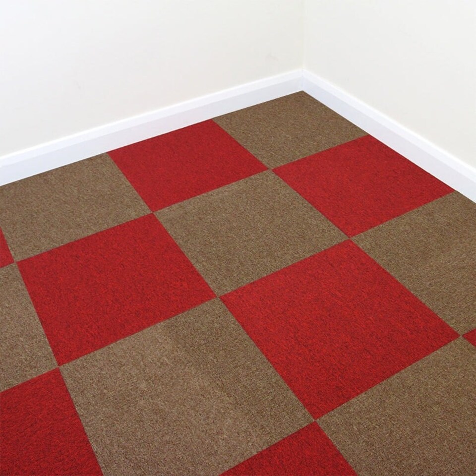 image 1 of 40 x Carpet Tiles 10m2 / Scarlet Red & Sand | Red