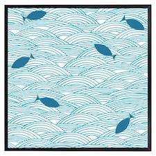 Waves & fish (Picture Frame) Black | XL