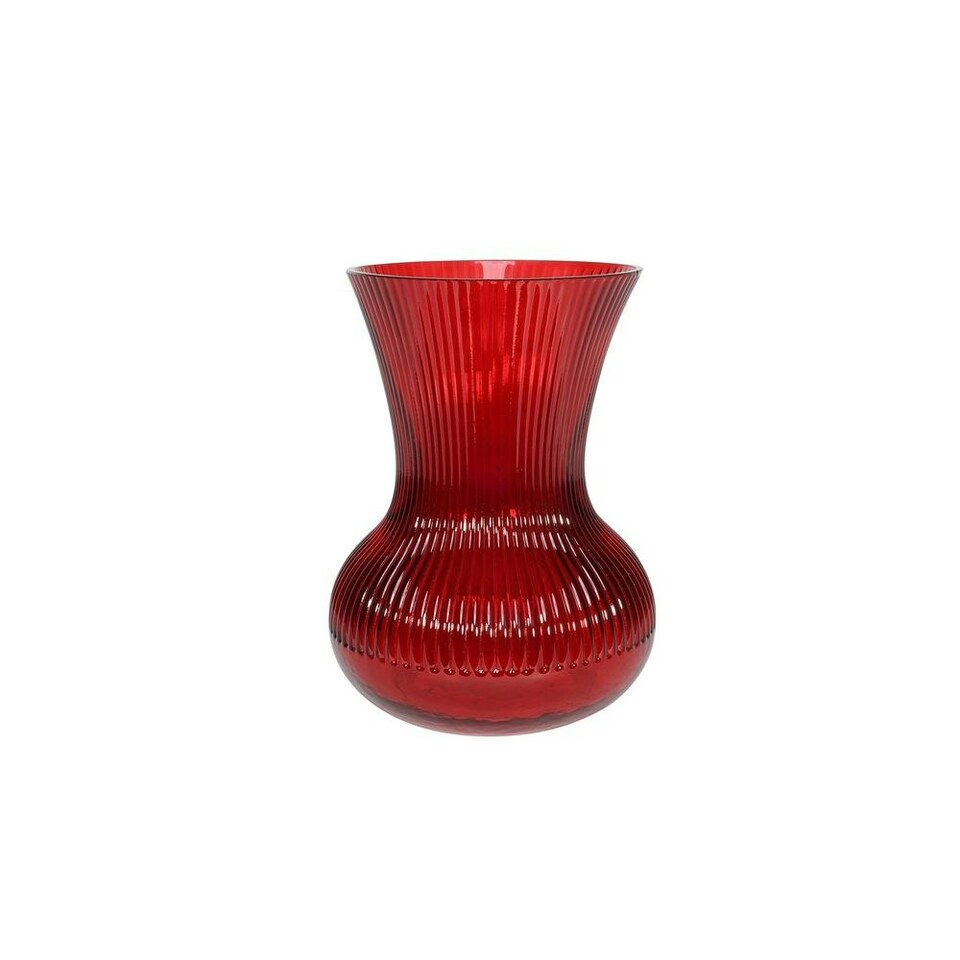 image 1 of Glass Ribbed Hand Tied Vase - H19.5cm