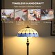 image 4 of HOMCOM Tiffany-Style Floor Lamp with Handcrafted Stained Glass Shade, 152cm Tall Vintage Standing Lamp with Foot Switch and Dual Sockets for Living Room Bedroom, Bronze Tone and Blue | Blue