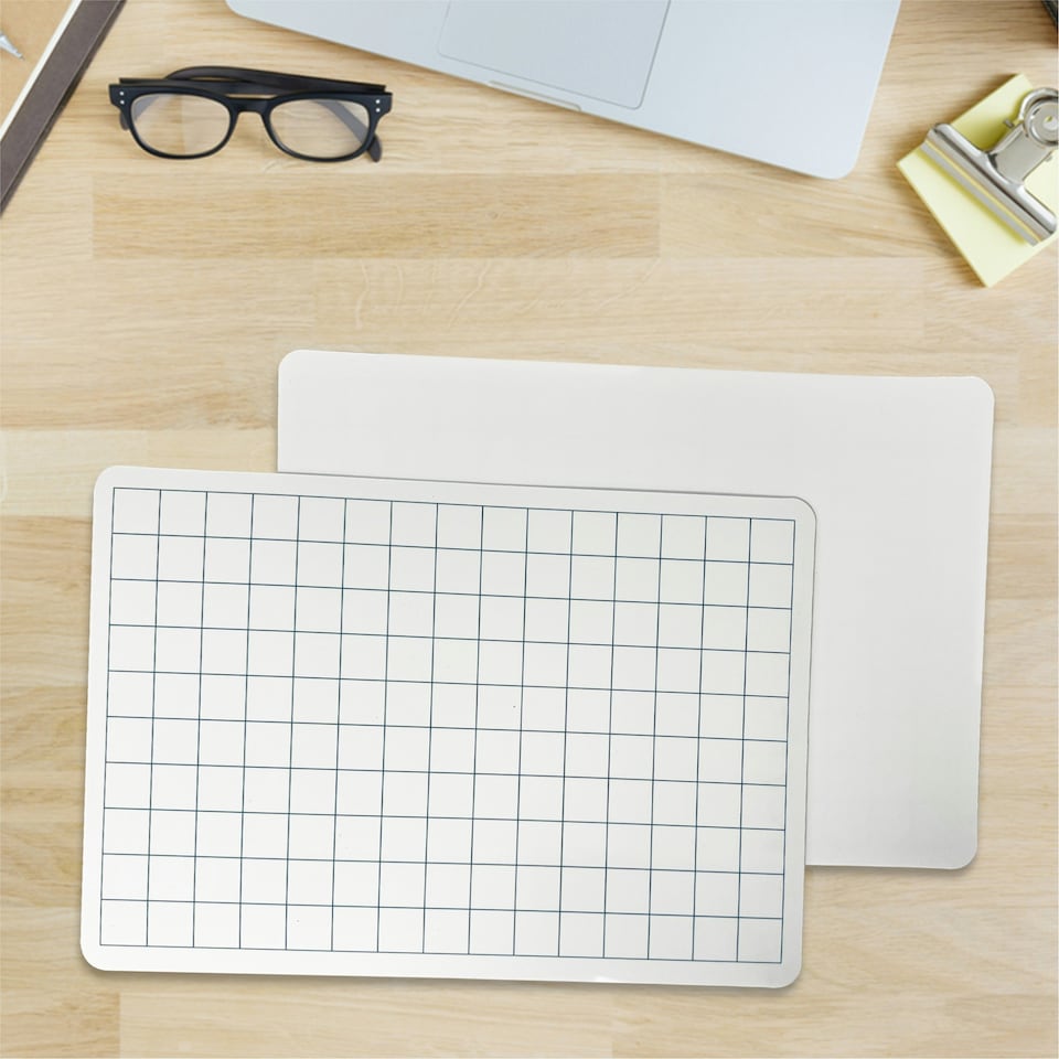 image 1 of Pack of 12 Square Grid A4 Drywipe Whiteboards