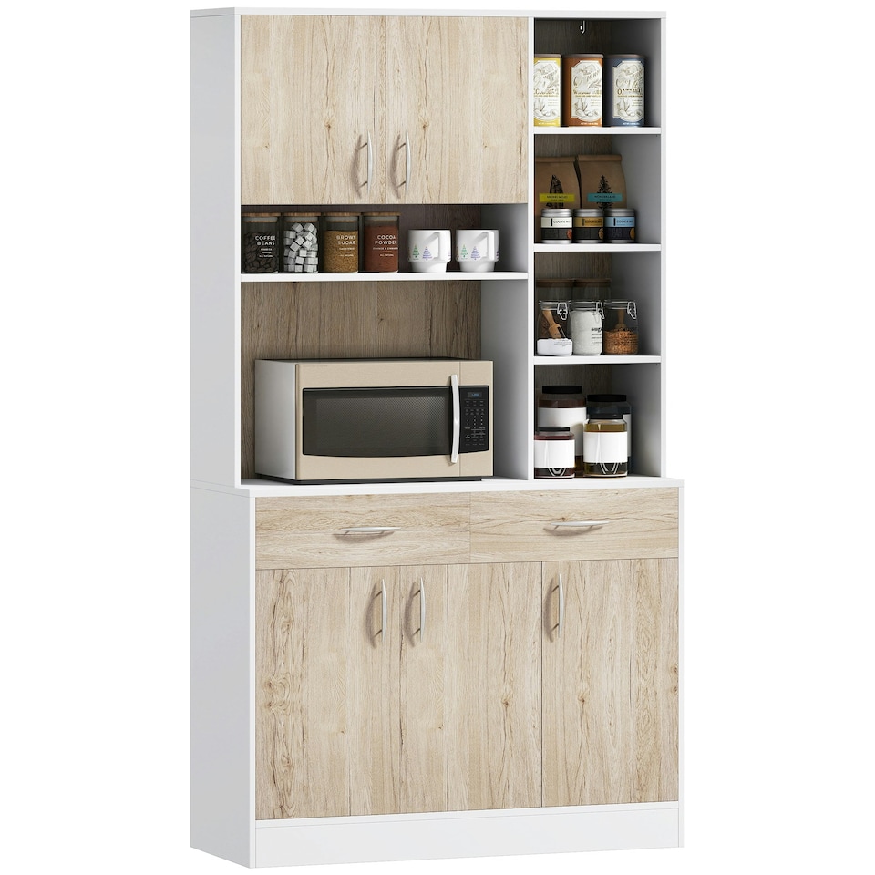 image 1 of HOMCOM Kitchen Buffet w/ Hutch Multi Storage Cupboard Cabinet Server Sideboard
