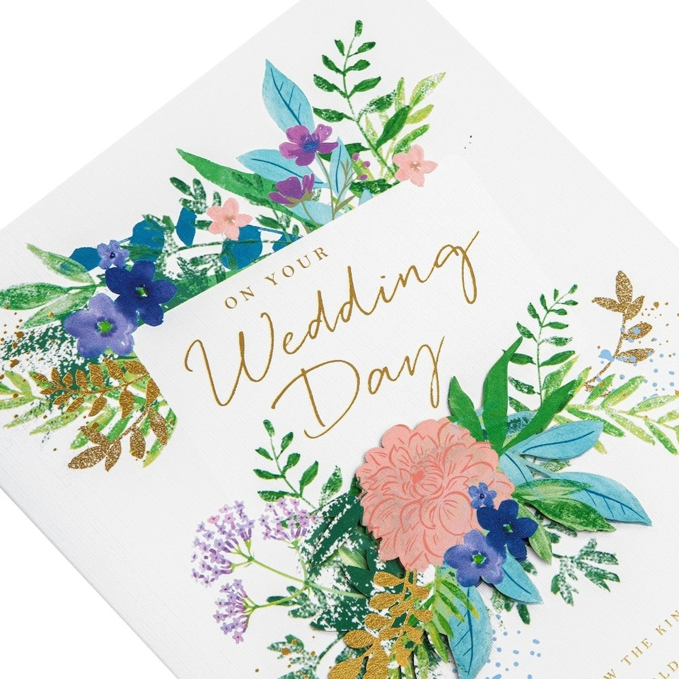 image 1 of Traditional Floral Design with Heartfelt Verse Wedding Congratulations Card