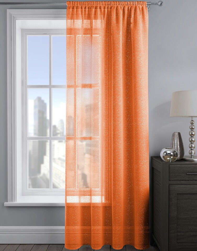 image 1 of Velosso Alessandria Sparkle Slot Top Voile Panel - 137cm x 182cm | Orange | Orange