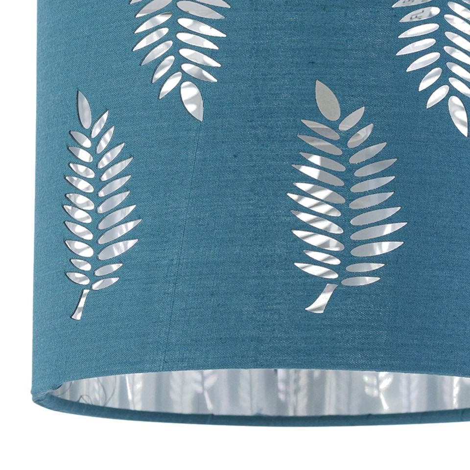 image 1 of Chrome Stick Table Lamp with Teal Fern Cut Out Shade | Chrome | Green | Medium | 1