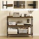 image 4 of HOMCOM Industrial Console Table with 3-Tier Storage Shelves Rustic Brown | Brown