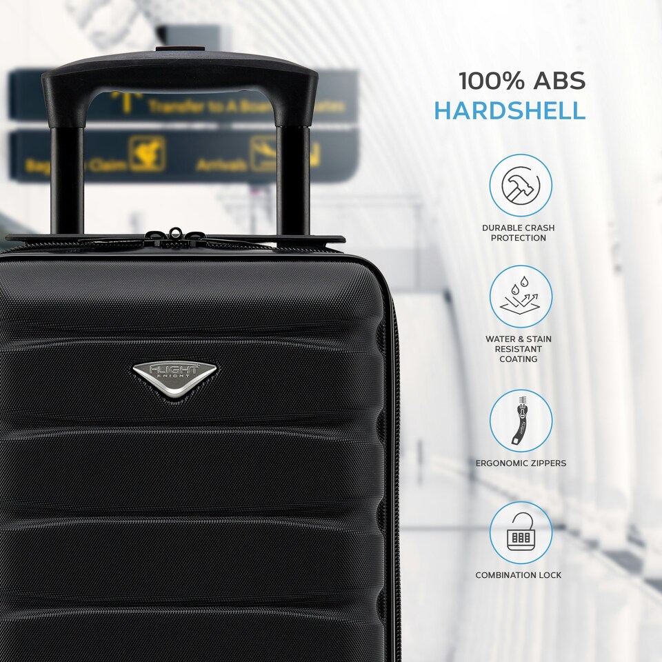 image 1 of Flight Knight Lightweight 2 Wheel ABS Hard Suitcase Cabin Hand Luggage 100+ Airlines Approved - British Airways, Ryanair & easyJet Free Carry On 40x20x25cm Pink | Rose | Cabin Bag