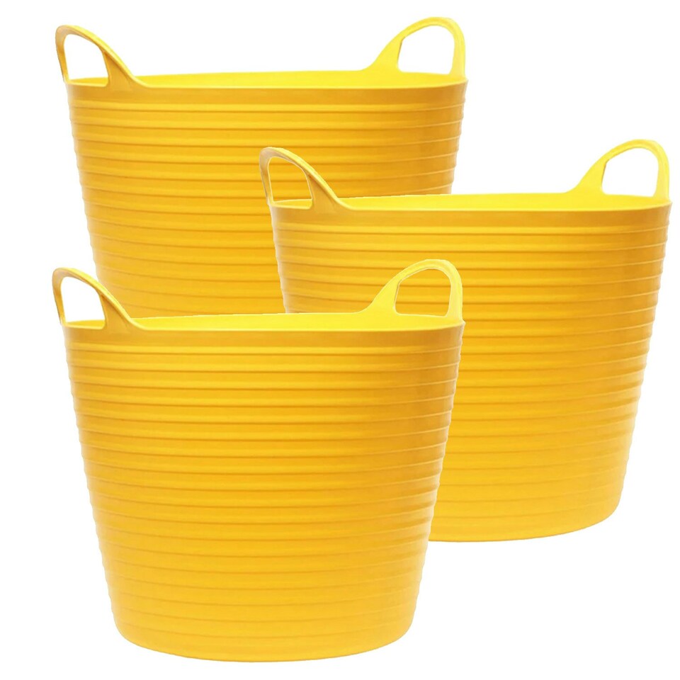 image 1 of 2 x 40 Litre Strong Robust Yellow Coloured Flexible Tubs For Multi Purpose Storage Use