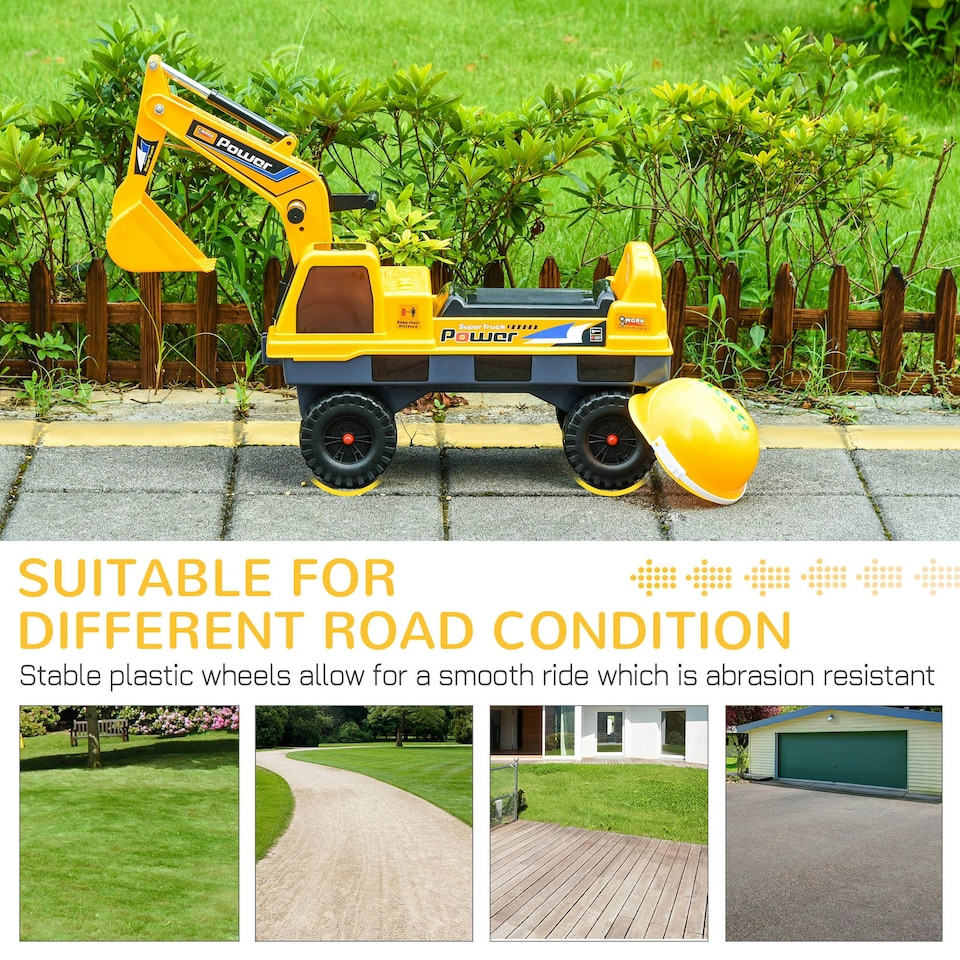 image 1 of HOMCOM No Power Ride on Excavator Digger Music Light for 2-3 Years Old Yellow