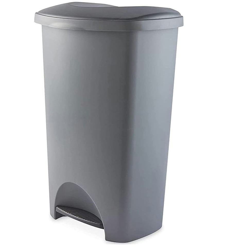 image 1 of 2 x 50L Metallic Grey Soft Closing Airtight Rubbish Waste Bins With Lids Home & Living Areas Grey