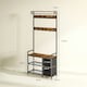 image 7 of HOMCOM Coat Rack with Drawer, Hall Tree with Coat Stand, Rustic Brown