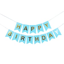 Happy Birthday Party Banner Light Blue