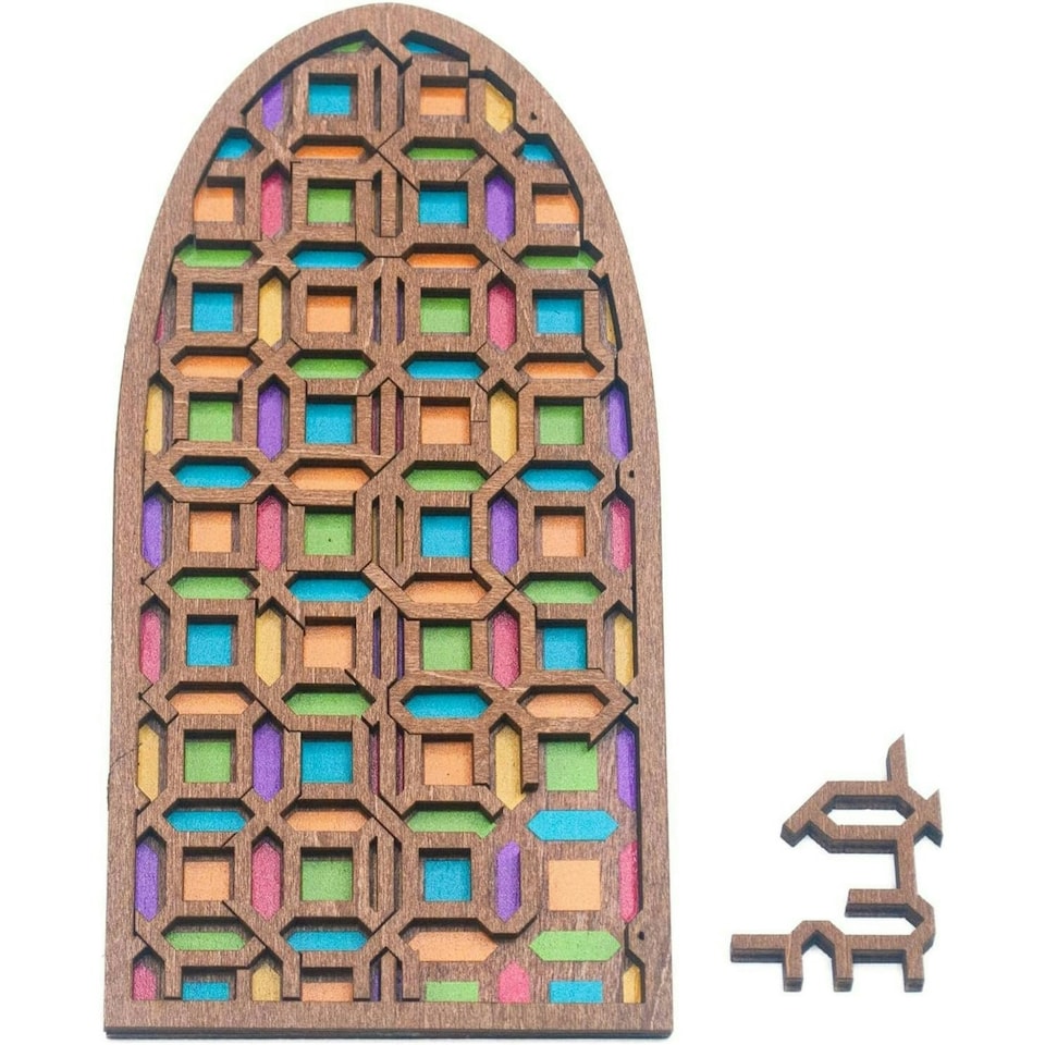 image 1 of True Genius Cathedral Door Wooden Brainteaser Puzzle