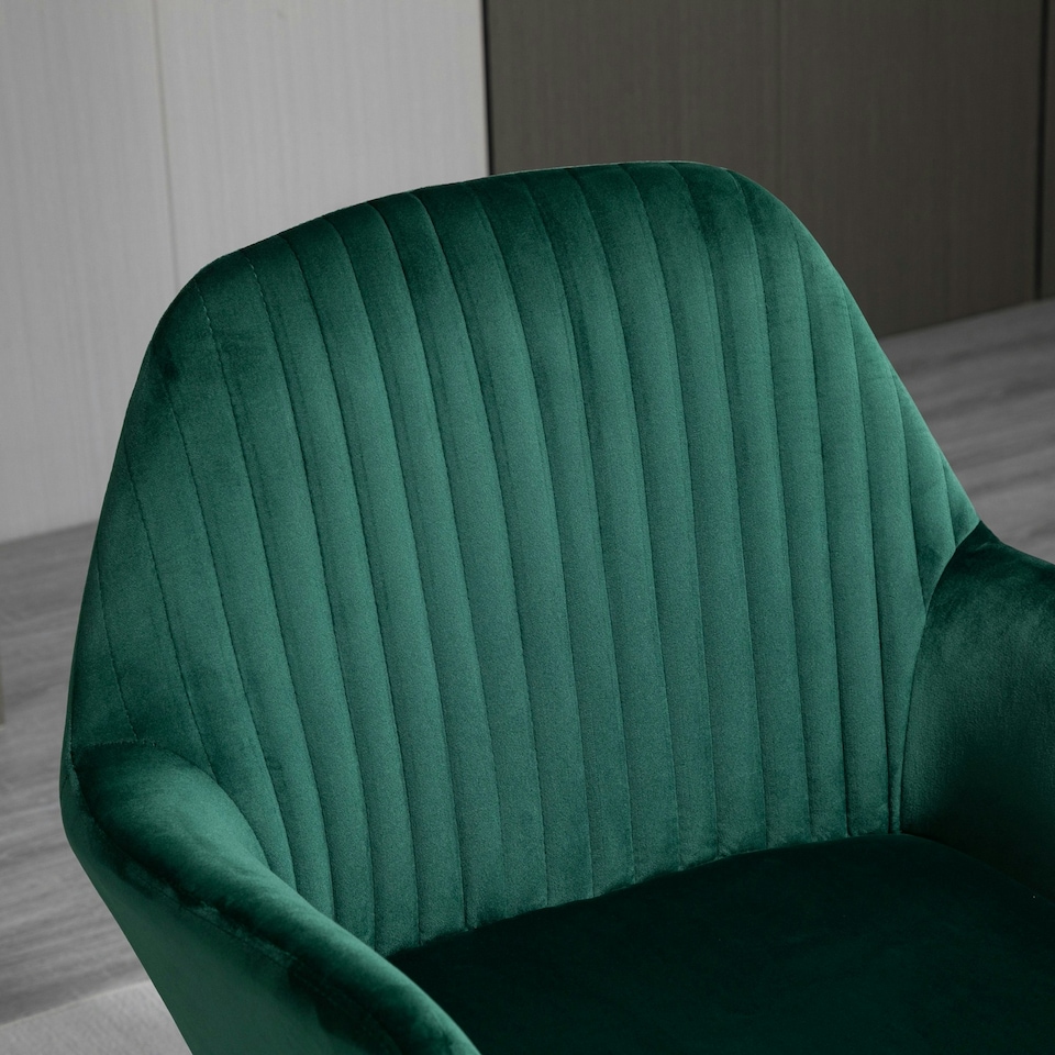 image 1 of HOMCOM Modern Accent Chair, Velvet-Touch Fabric Upholstered Armchair with Metal Base for Living Room, Bedroom and Dinning Room, Green