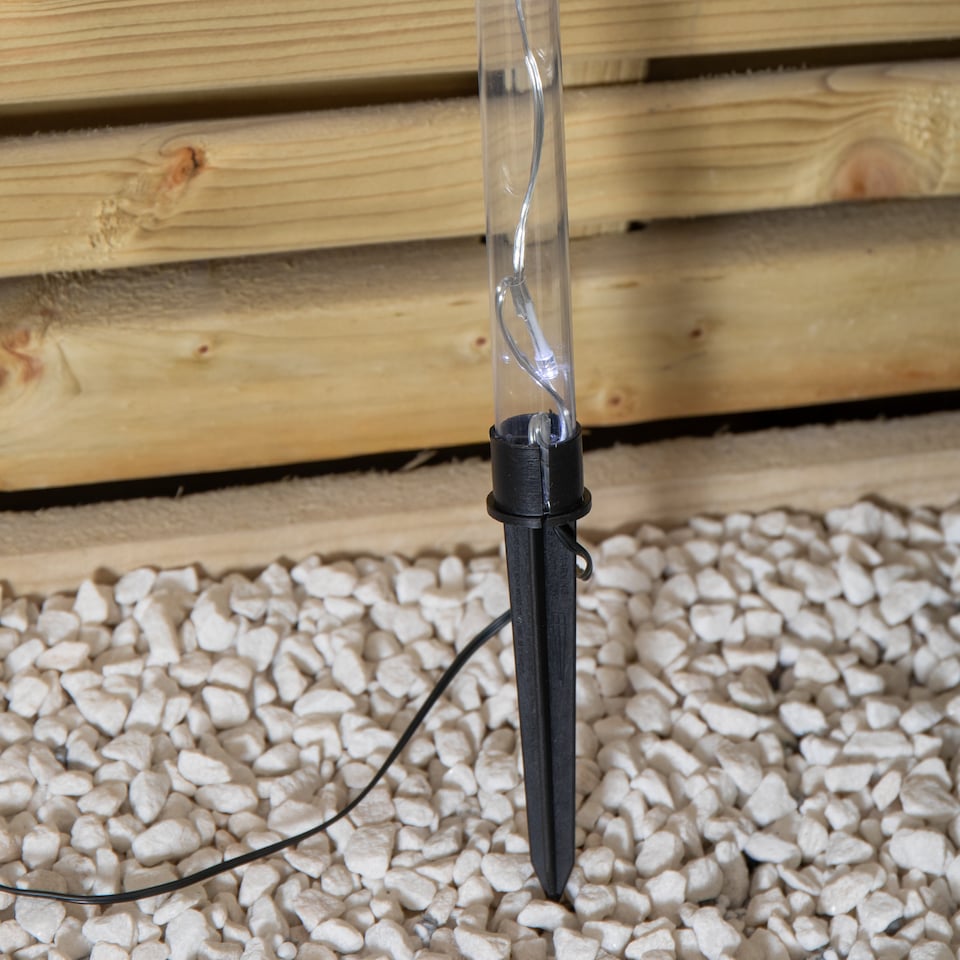 image 1 of 69cm Set of 4 Plastic Crystal Snowflake Pathfinder Christmas Lights with White LEDs