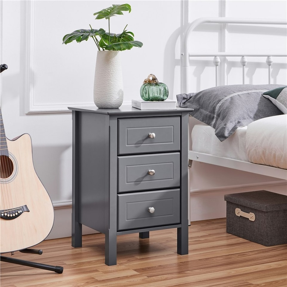 image 1 of Yaheetech Modern Style Side Table with 3 Spacious Drawers