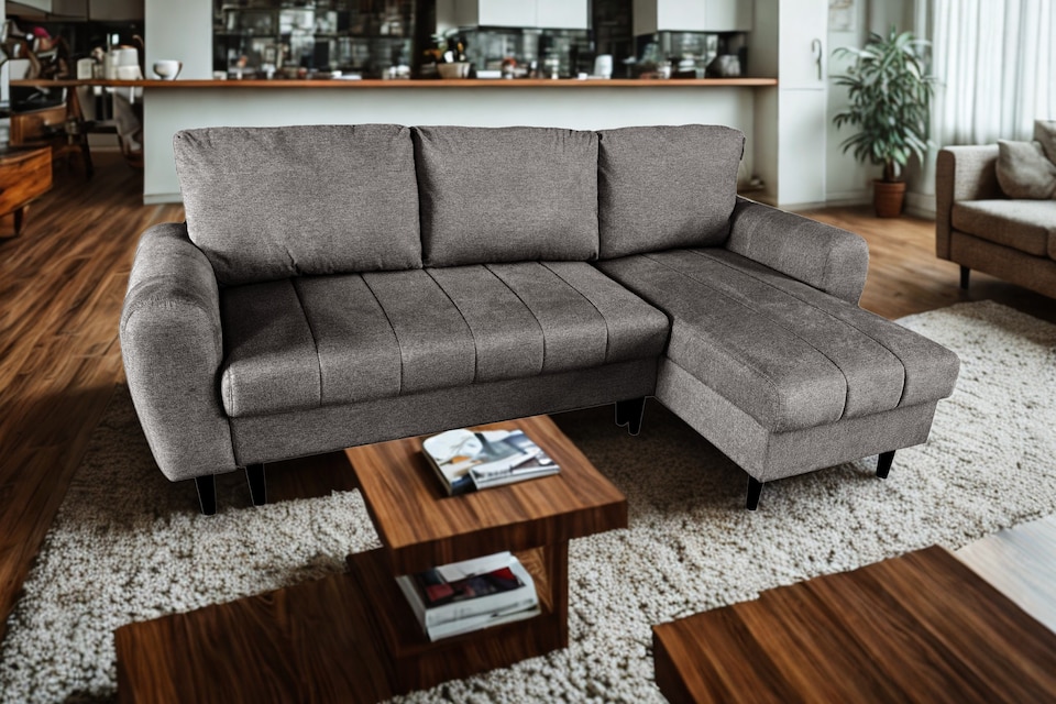 image 1 of Sienna 3 Seater Left Hand Facing Storage Sofa Bed in Grey, Silver or Beige | Grey | One Size