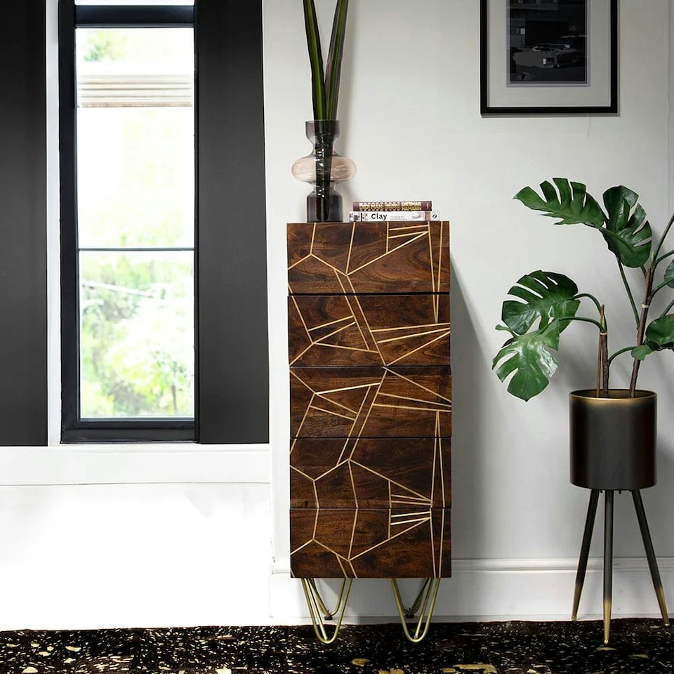 image 1 of Jusleen Solid Mango Wood Tall Chest Of Drawers