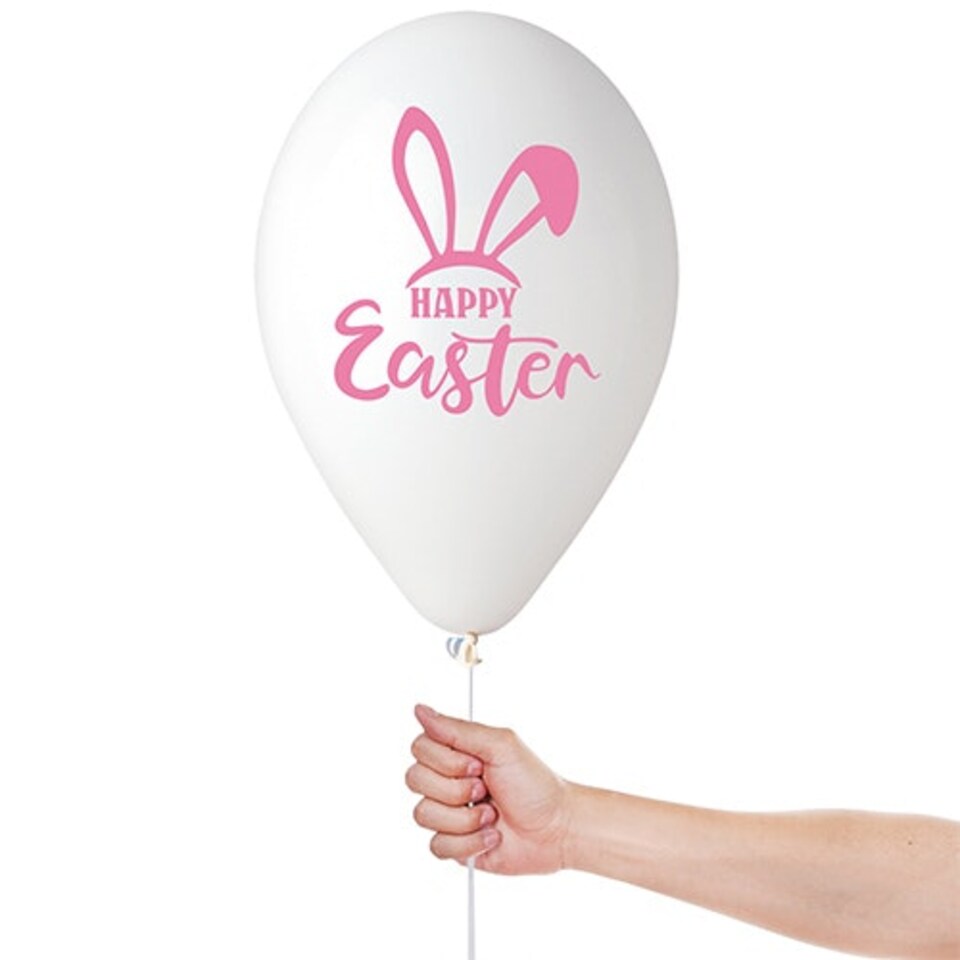 image 1 of Happy Easter Bunny White Latex Balloons 33cm / 13 in - Pack of 6