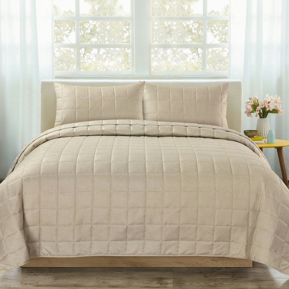 image 1 of Velosso Nolan Quilted Bedspread Set Yellow | Ochre | King