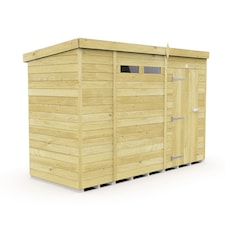 11 x 4 Feet Pent Security Shed - Single Door - Wood - L118 x W329 x H201 cm | Brown