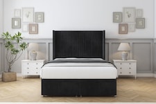Sloomy Hargrave Black Naples Ottoman Bed Base With 54" Wingback Headboard 4' Small Double | Black | Black | Small Double | 1