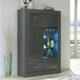 image 3 of Display Cabinet 93cm Grey Gloss Doors Dark Matt Body Free LED | Grey