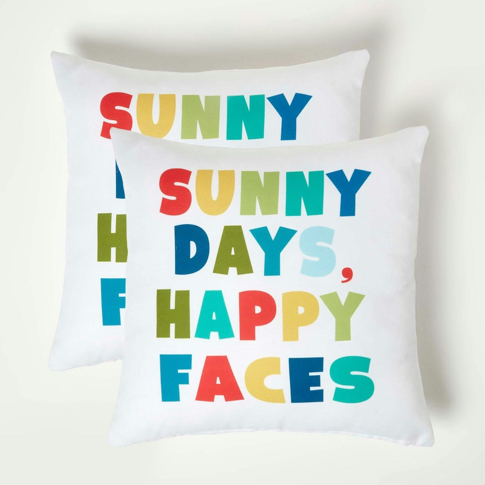 image 1 of Homescapes Sunny Days Outdoor Cushion 45 x 45 cm - Set of 2