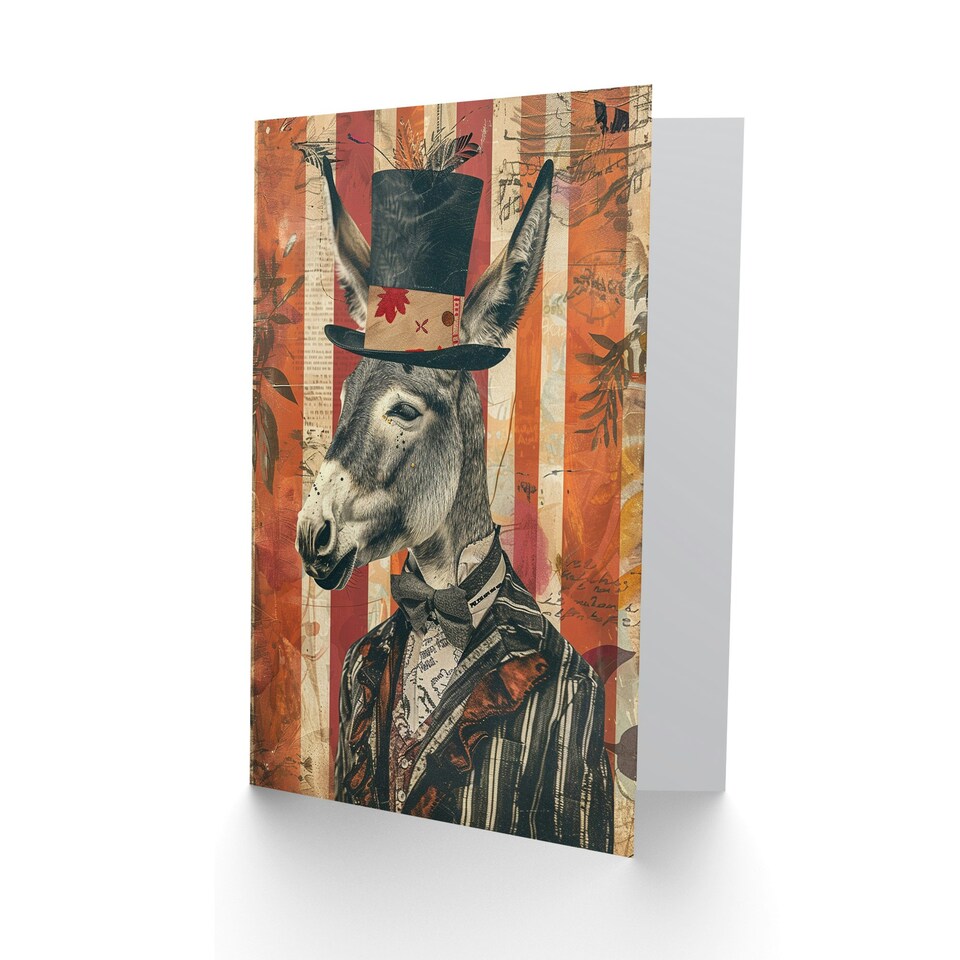 image 1 of Dapper Bow Tie Suit Top Hat Collage Arty Birthday Card